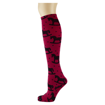 Rocking Starz on Cranberry Knee Highs