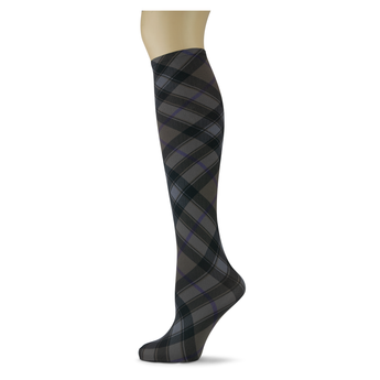 Bias Plaid  on Smoke Knee Highs