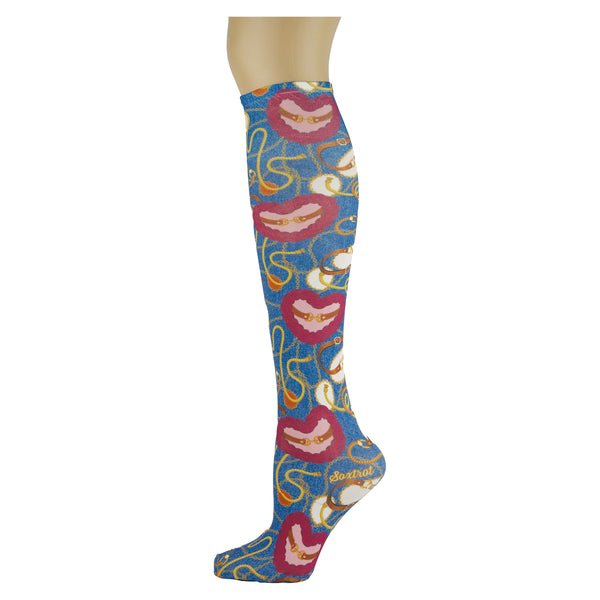 Denim Love Tack Knee Highs
