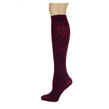 Lace Trellis on Cranberry Knee Highs