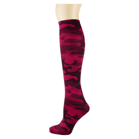 New Camo on Cranberry Knee Highs